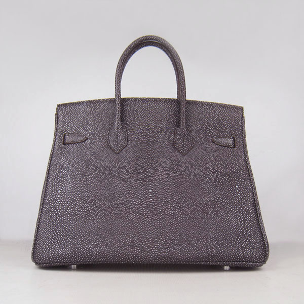 High Quality Fake Hermes Birkin 35CM Pearl Veins Leather Bag Dark Coffee 6089 - Click Image to Close